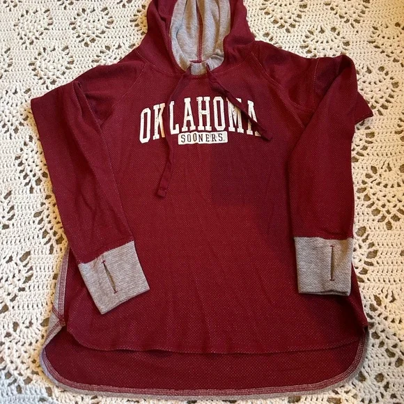 Oklahoma Sooners Boxercraft Women’s Small Hoodie Long Sleeved Thermal Look - Picture 3 of 7